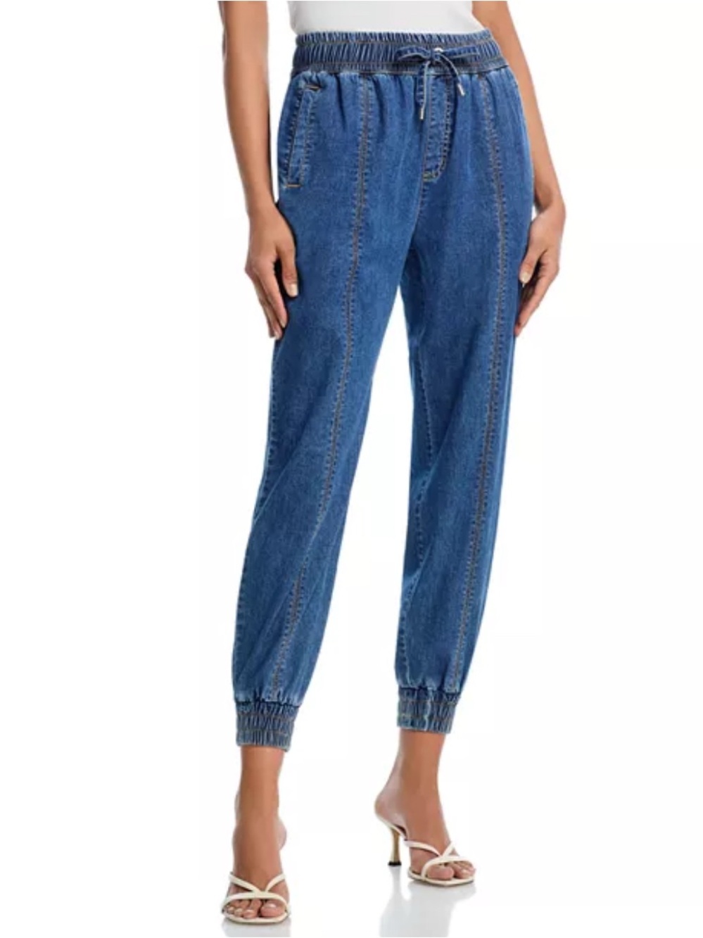 cinq a sept Paige Pants Blue Denim Drawstring Jogger Jeans